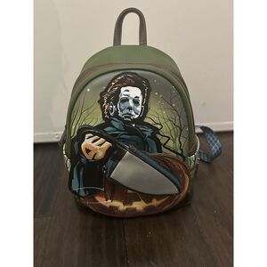 Halloween Michael Myers Pumpkin Glow Mini Backpack With Coin Bag